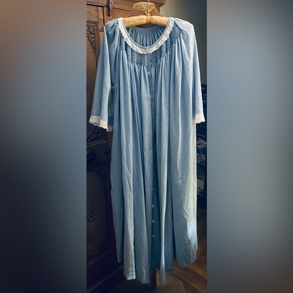 Handcrafted Women's Smocked Blue Nightgown. No Size Label.
